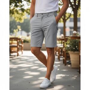 UNTUCKit Gray Chancellor Flat Front Shorts 8” Inseam Size 38